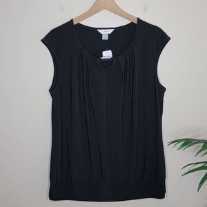 NWT CJ Banks | Black Tank Top with Pleated Front Details